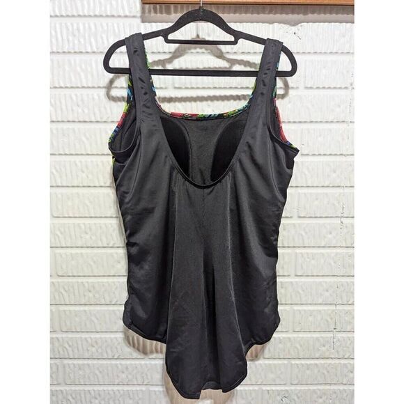 Aquabelle Women's Multi-Color One Piece Floral Top Solid Bottom Swim Suit Size 2 - Picture 2 of 6